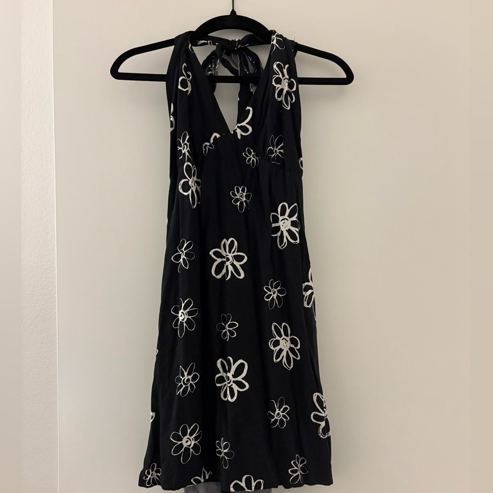 Halter neck floral mini dress